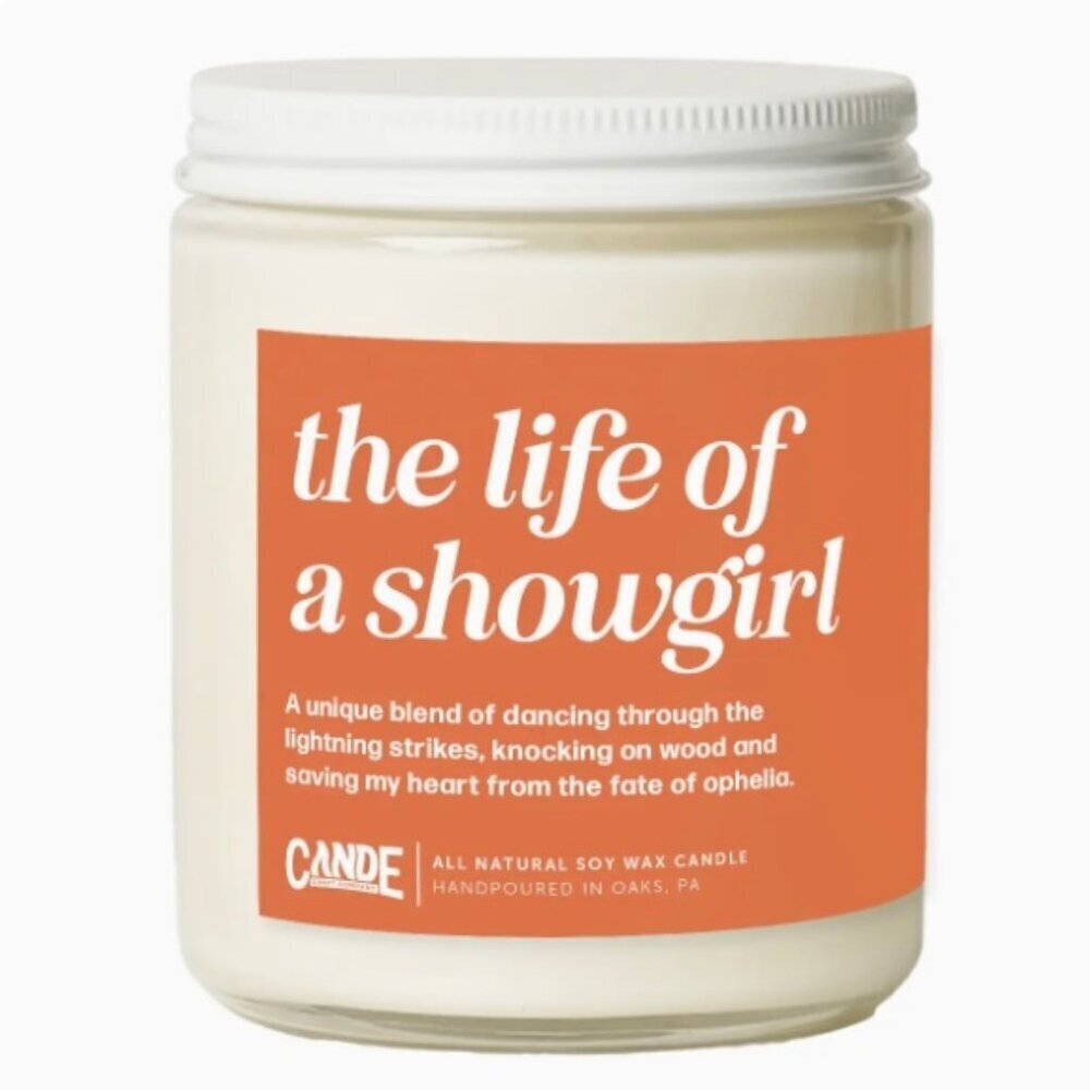 T SWIFT LIFE OF A SHOWGIRL SOY CANDLE